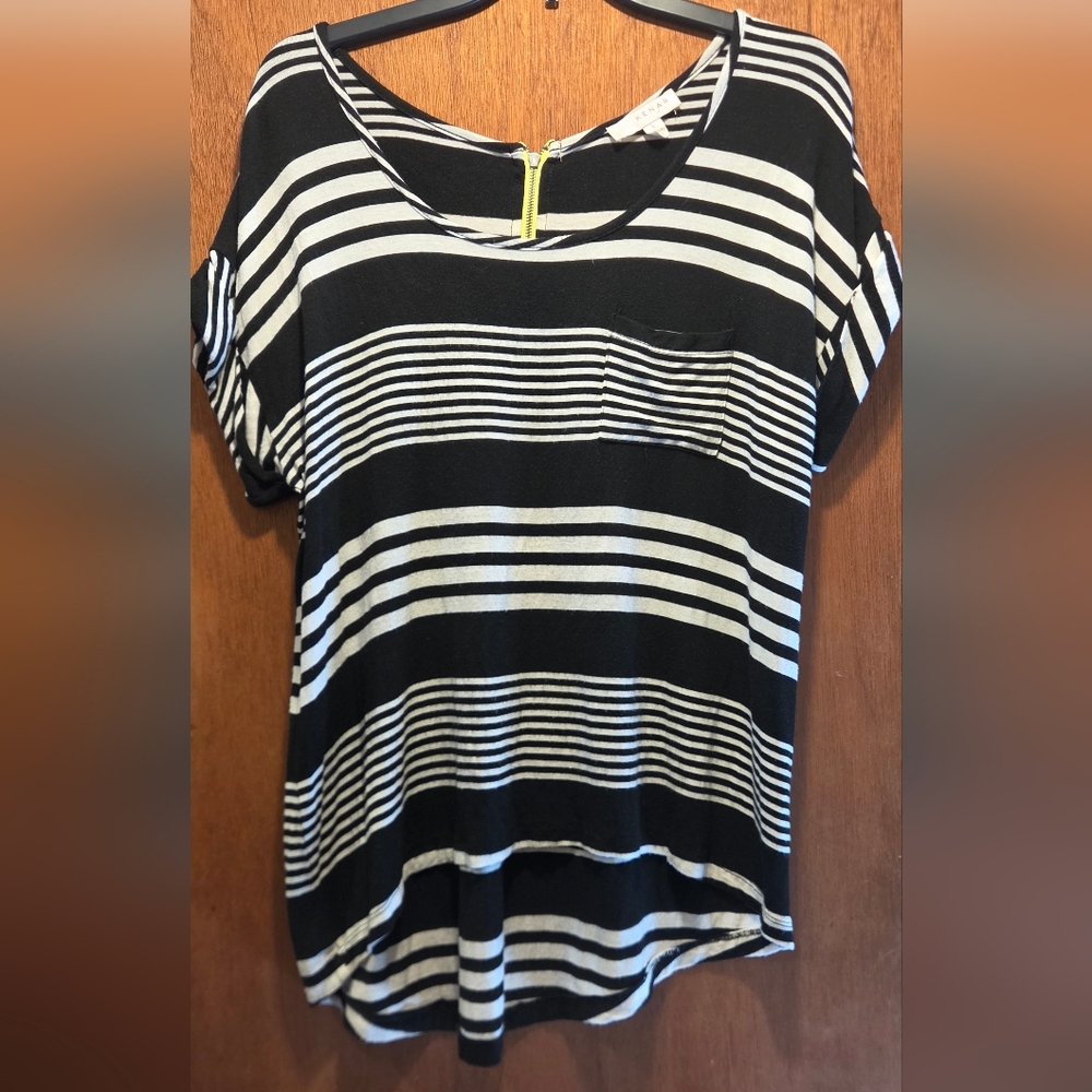 Kenar Black * White Striped Short Sleeve Tee SzL - Picture 2 of 7